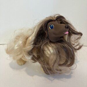 Vintage Sweetie Pups Hasbro 1989 Dog Figure Brown Face Cream Body Long Hair